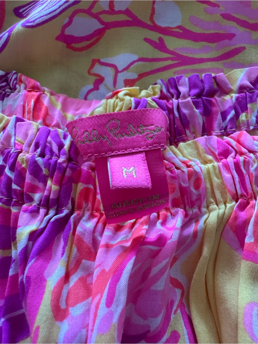 Lilly Pulitzer Yellow Floral Off-Shoulder Top with Pink & Purple Accents - Picture 2 of 2